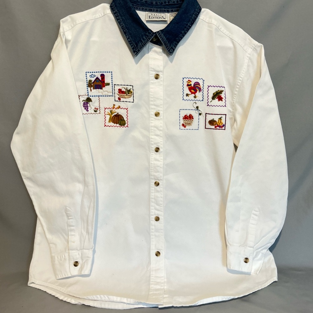 Basic Editions Farm Stitching with Denim Collar